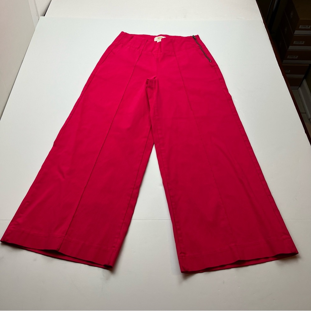 Maeve by Anthropologie Women’s Size‎ 2 Pink Wide-Leg Cropped Pant Pockets Preppy